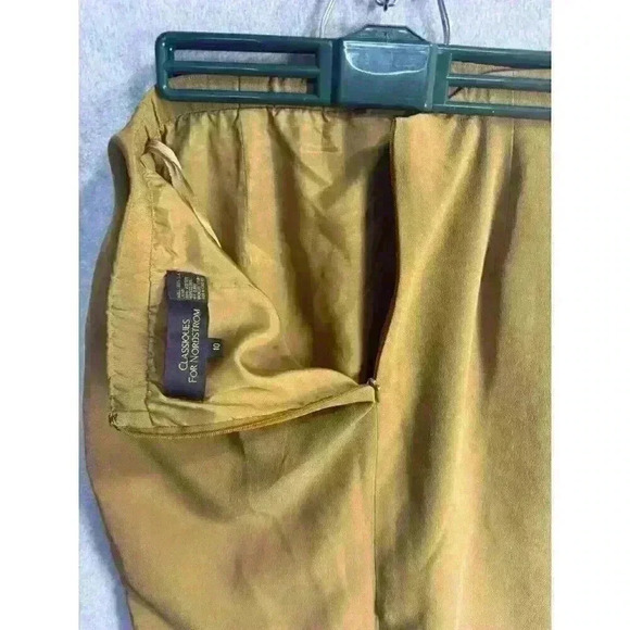 VTG 90s 100% Silk CLASSIQUES FOR NORDSTROM Olive Midi Skirt Sz 10 Lined Zipper - Picture 10 of 12